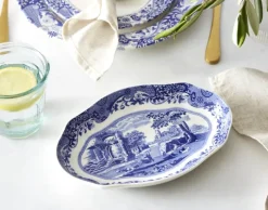 Spode Blue Italien Serveringsfad B 14 x L 21,5 cm - Porcelæn - Blå/hvid