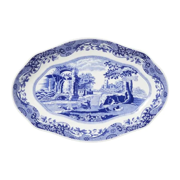 Spode Blue Italien Serveringsfad B 14 x L 21,5 cm - Porcelæn - Blå/hvid