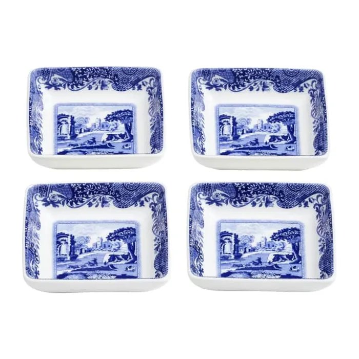 Spode Blue Italien Serveringsfad - 4 stk. B 7,8 x L 7,8 cm - Porcelæn - Blå/hvid