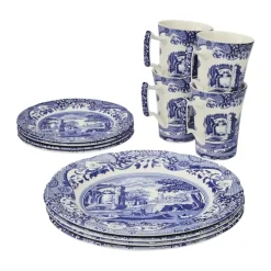 Spode Blue Italien Servicesæt - 12 dele Porcelæn - Multifarvet