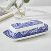 Spode Blue Italien Smørboks H 4,6 x B 20,2 x L 10 cm - Porcelæn - Blå/hvid