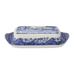 Spode Blue Italien Smørboks H 4,6 x B 20,2 x L 10 cm - Porcelæn - Blå/hvid