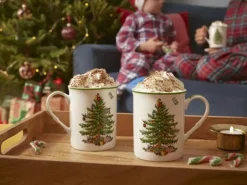 Spode Christmas Tree Krus - 4 stk. Ø 12 - Porcelæn - Hvid