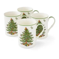 Spode Christmas Tree Krus - 4 stk. Ø 12 - Porcelæn - Hvid