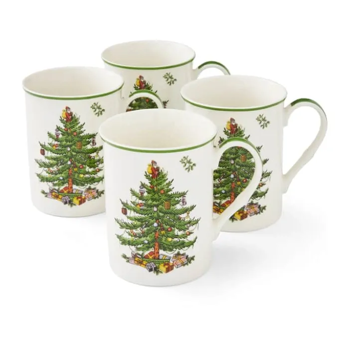 Spode Christmas Tree Krus - 4 stk. Ø 12 - Porcelæn - Hvid