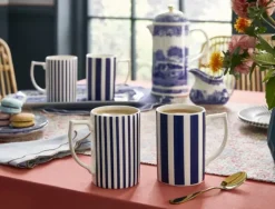 Spode Steccato Krus - 4 stk. 34 cl - Porcelæn - Blå