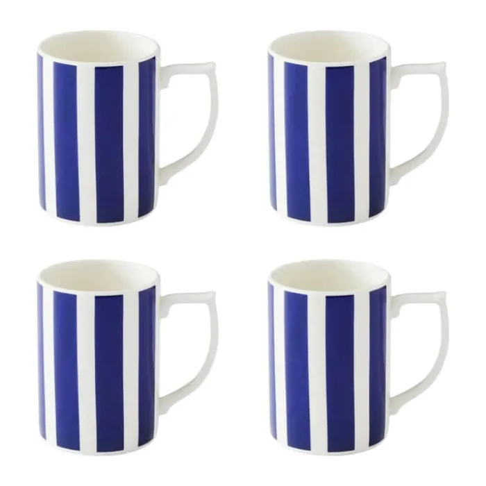 Spode Steccato Krus - 4 stk. 34 cl - Porcelæn - Blå