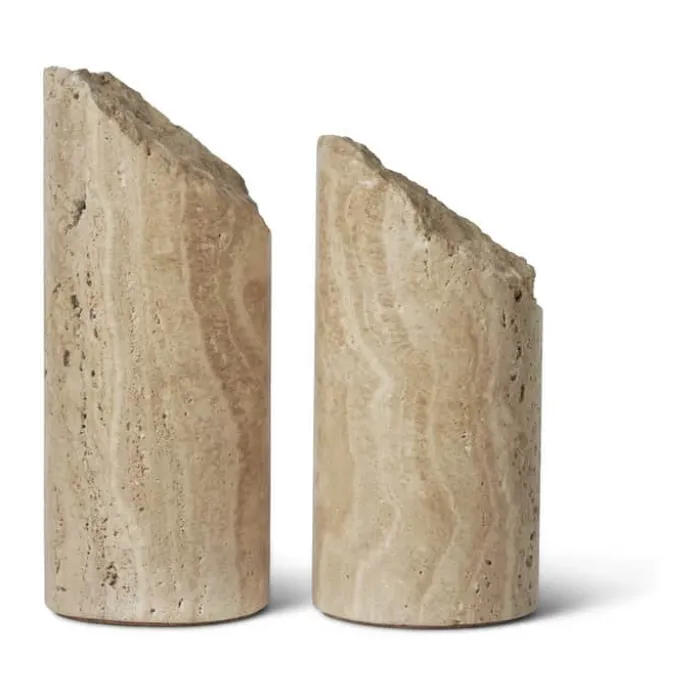 Spring Copenhagen Colonna Bogstøtte H 16/19 cm - Travertin - Sand