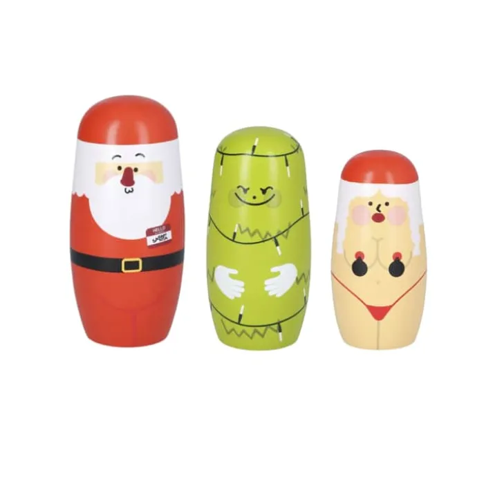 Spring Copenhagen Crazy Xmas Expressions Julefigurer – 3 stk. H 7,6/10,5/14 cm - Træ