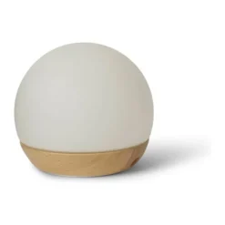 Spring Copenhagen Snowball Bordlampe Ø 12 x H 11 cm - Bøgetræ/mundblæst opalglas