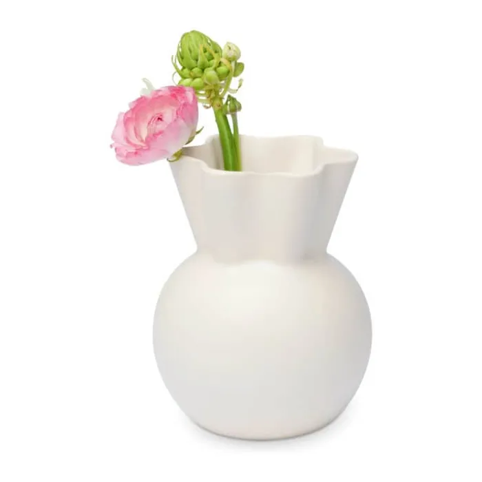 Spring Copenhagen Svungen Top Vase H 14 cm - Keramik - Hvid