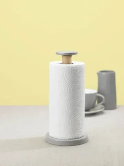 Stelton Emma Køkkenrulleholder Ø 13,5 cm - Stentøj/bøgetræ - Grå