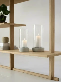 Stelton Hurricane Lysestage H 29 cm - Borosilikatglas/stentøj - Sand