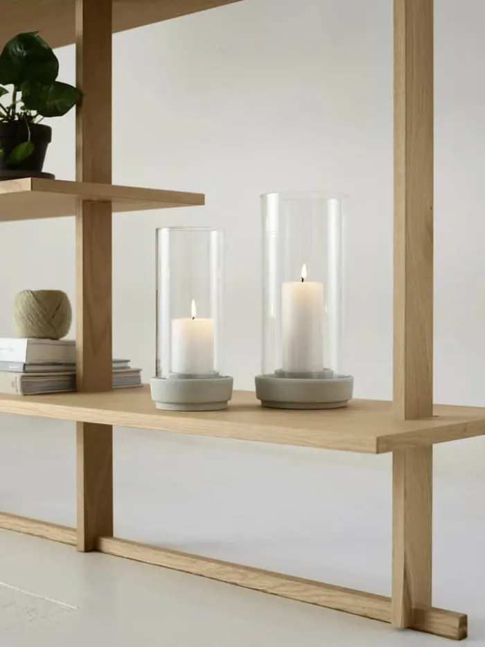 Stelton Hurricane Lysestage H 29 cm - Borosilikatglas/stentøj - Sand