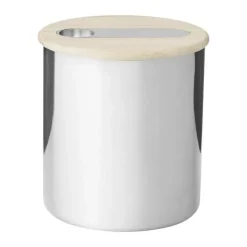 Stelton Scoop Opbevaringsdåse H 13 cm - Rustfrit stål/lindetræ - Blank