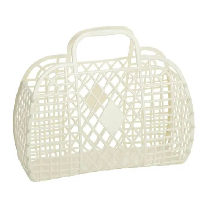 Sun Jellies Retro Basket H 21 x B 25,5 x D 11 cm - 100% Genanvendeligt plastik - Cream