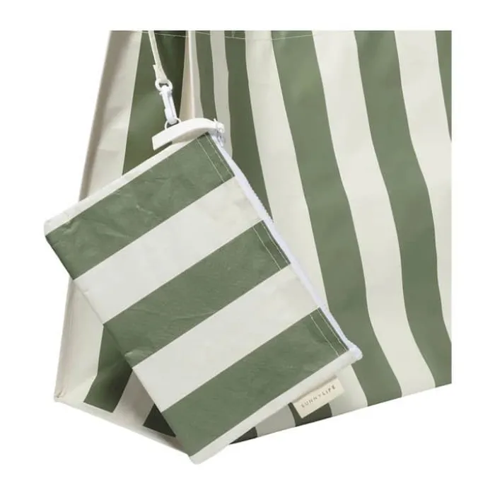 Sunnylife XL Strandtaske - The Vacay H 43 x B 22 x L 58 cm - Polyester - Grøn/hvid