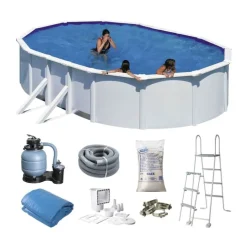 Swim & Fun Fritstående Pool H 120 x B 375 x L 730 cm - Kan rumme ca. 25.000 liter - Hvid