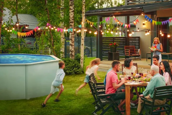 Swim & Fun Fritstående Pool H 120 x B 375 x L 730 cm - Kan rumme ca. 25.000 liter - Hvid