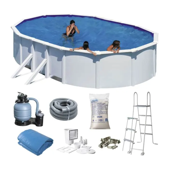Swim & Fun Fritstående Pool H 120 x B 375 x L 610 cm - Kan rumme ca. 20.000 liter - Hvid