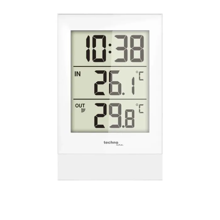 Technoline Ur m. temperatur H 13,5 x B 8,5 x L 3 cm - Plastik - Hvid