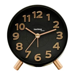 Technoline Vækkeur MODELL F H 10,5 x B 9,2 cm - Plastik - Sort/kobberfarvet
