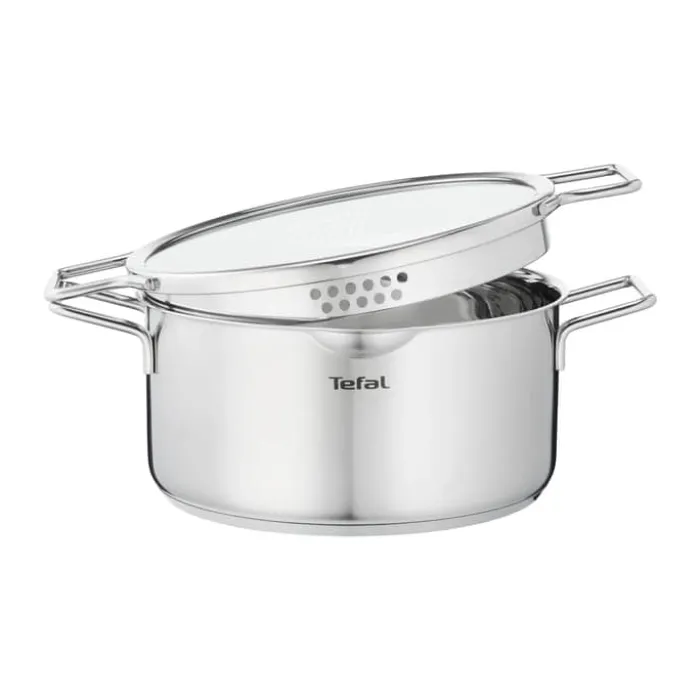 Tefal Nordica Gryde m. glaslåg 4,8 liter - Rustfrit stål