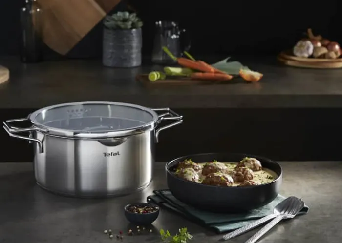 Tefal Nordica Gryde m. glaslåg 4,8 liter - Rustfrit stål