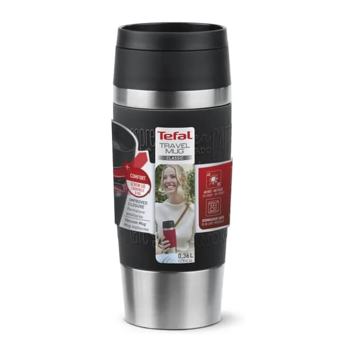 Tefal To-Go Krus 36 cl - Stål/plastik - Sort