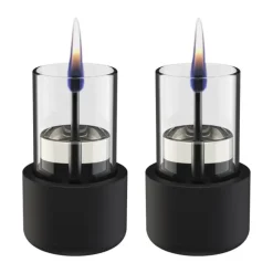 TenderFlame Candle Bordlanterne - 2 stk. Ø 5,6 x H 8,7 cm - Keramik/glas/stål - Sort