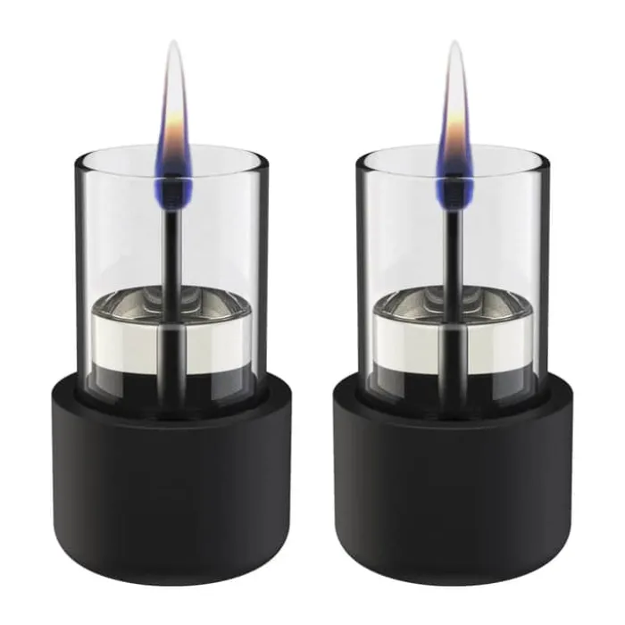 TenderFlame Candle Bordlanterne - 2 stk. Ø 5,6 x H 8,7 cm - Keramik/glas/stål - Sort