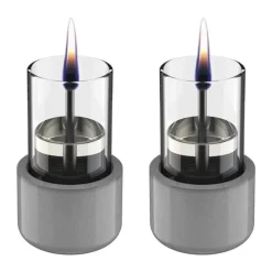 TenderFlame Candle Bordlanterne - 2 stk. Ø 5,6 x H 8,7 cm - Keramik/glas/stål - Grå