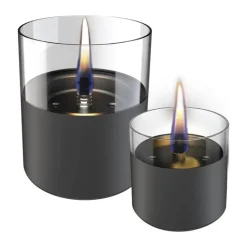 TenderFlame Lily Bordlanterne - 2 stk. Ø 8/10 x H 7,5/10,5 cm - Glas - Grå