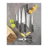THE CUSTOM CHEF™ Cuisine::pro Artisan™ Licht Knivblok - 7 dele 6 knive + knivblok - Rustfrit stål - Brun