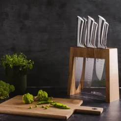 THE CUSTOM CHEF™ Cuisine::pro Damashiro® Mizu Knivblok - 7 dele 6 knive + knivblok - Rustfrit stål - Brun
