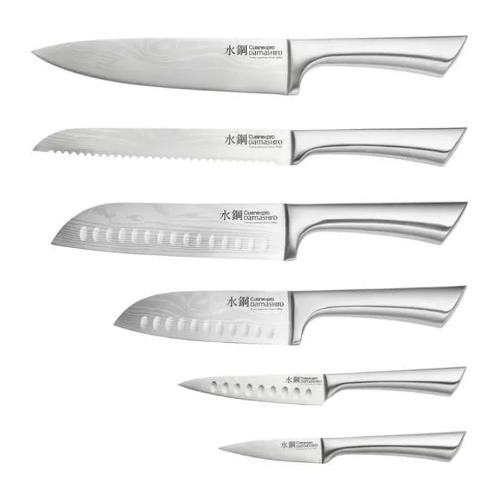 THE CUSTOM CHEF™ Cuisine::pro Damashiro® Mizu Knivblok - 7 dele 6 knive + knivblok - Rustfrit stål - Brun