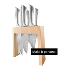 THE CUSTOM CHEF™ Cuisine::pro Damashiro® Mizu Knivblok - 7 dele 6 knive + knivblok - Rustfrit stål - Brun