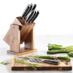 THE CUSTOM CHEF™ Cuisine::pro iconiX™ Drenhen Knivblok - 9 dele 8 knive + knivblok - Rustfrit stål - Brun