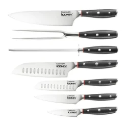 THE CUSTOM CHEF™ Cuisine::pro iconiX™ Drenhen Knivblok - 9 dele 8 knive + knivblok - Rustfrit stål - Brun