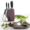 THE CUSTOM CHEF™ Cuisine::pro iconiX™ Holz Knivblok - 6 dele 5 knive + knivblok - Rustfrit stål - Brun/klar
