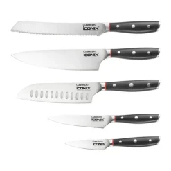 THE CUSTOM CHEF™ Cuisine::pro iconiX™ Holz Knivblok - 6 dele 5 knive + knivblok - Rustfrit stål - Brun/klar