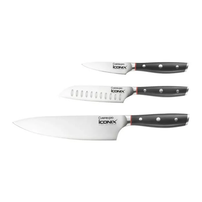 THE CUSTOM CHEF™ Cuisine::pro iconiX™ Starter Knivsæt - 3 dele L 20/12,5/9 cm - Rustfrit stål - Stål/sort