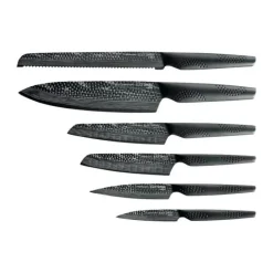 THE CUSTOM CHEF™ Cuisine::pro iD3 BLACK SAMURAI™ Sakai Knivblok - 7 dele 6 knive + knivblok - Rustfrit stål - Stål/sort
