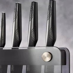 THE CUSTOM CHEF™ Cuisine::pro iD3 BLACK SAMURAI™ Sakai Knivblok - 7 dele 6 knive + knivblok - Rustfrit stål - Stål/sort