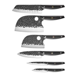 THE CUSTOM CHEF™ Cuisine::pro® Kuroi Kiba™ Knivblok - 7 dele L 17,5/14/15/18/12/9 cm - Japansk rustfrit stål/Pakkatræ - Sort