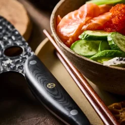 THE CUSTOM CHEF™ Cuisine::pro® Kuroi Kiba™ Knivblok - 7 dele L 17,5/14/15/18/12/9 cm - Japansk rustfrit stål/Pakkatræ - Sort