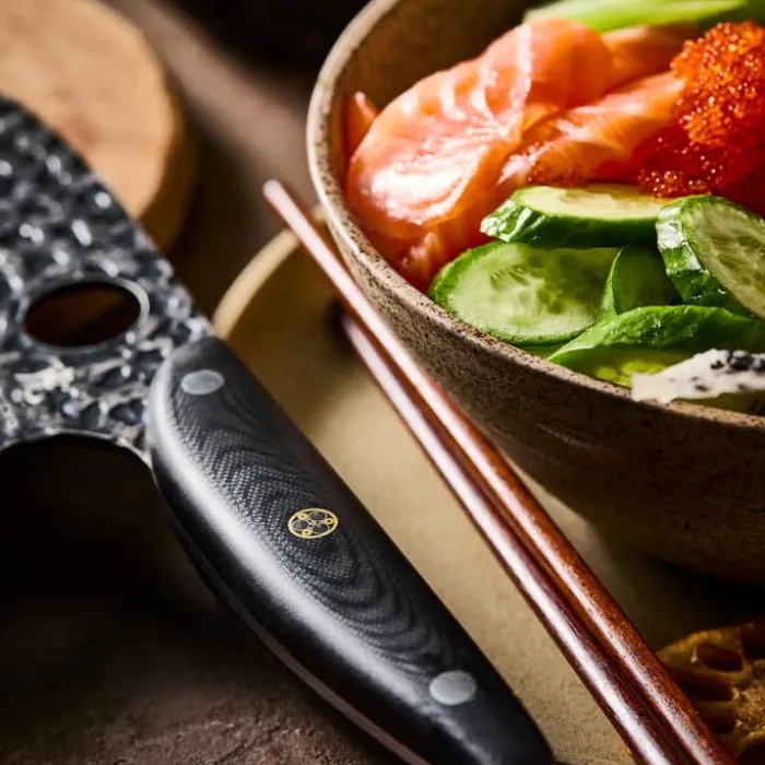 THE CUSTOM CHEF™ Cuisine::pro® Kuroi Kiba™ Knivblok - 7 dele L 17,5/14/15/18/12/9 cm - Japansk rustfrit stål/Pakkatræ - Sort