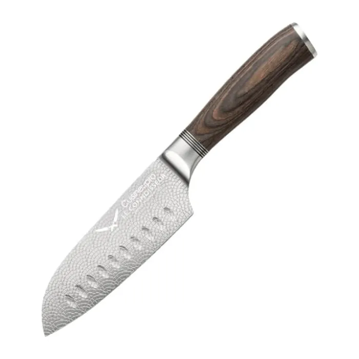 THE CUSTOM CHEF™ Cuisine::pro Le Connoisseur Santokukniv L 14 cm - Rustfrit stål - Stål/brun