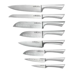 THE CUSTOM CHEF™ Damashiro® Nami Knivblok - 9 dele 8 knive + knivblok - Rustfrit stål - Sort/klar