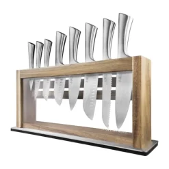 THE CUSTOM CHEF™ Damashiro Okada Knivblok - 9 dele B 9 x H 24,5 x L 42 cm - Japansk rustfrit stål